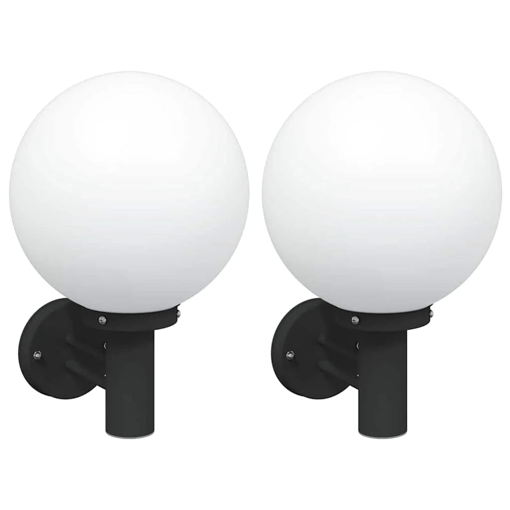 Set di 2 applique da giardino moderne in stile minimalista 28 x 25 x 38 cm acciaio inox nero 02_0056496