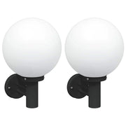 Set di 2 applique da giardino moderne in stile minimalista 28 x 25 x 38 cm acciaio inox nero 02_0056496