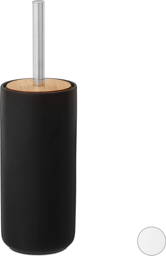 Spazzolino per il water con supporto - 33,5 x 10 cm - verticale - moderno - nero
