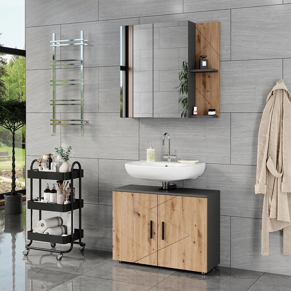 Mobile lavabo Irma, Antracite/Artisan, 2 parti
