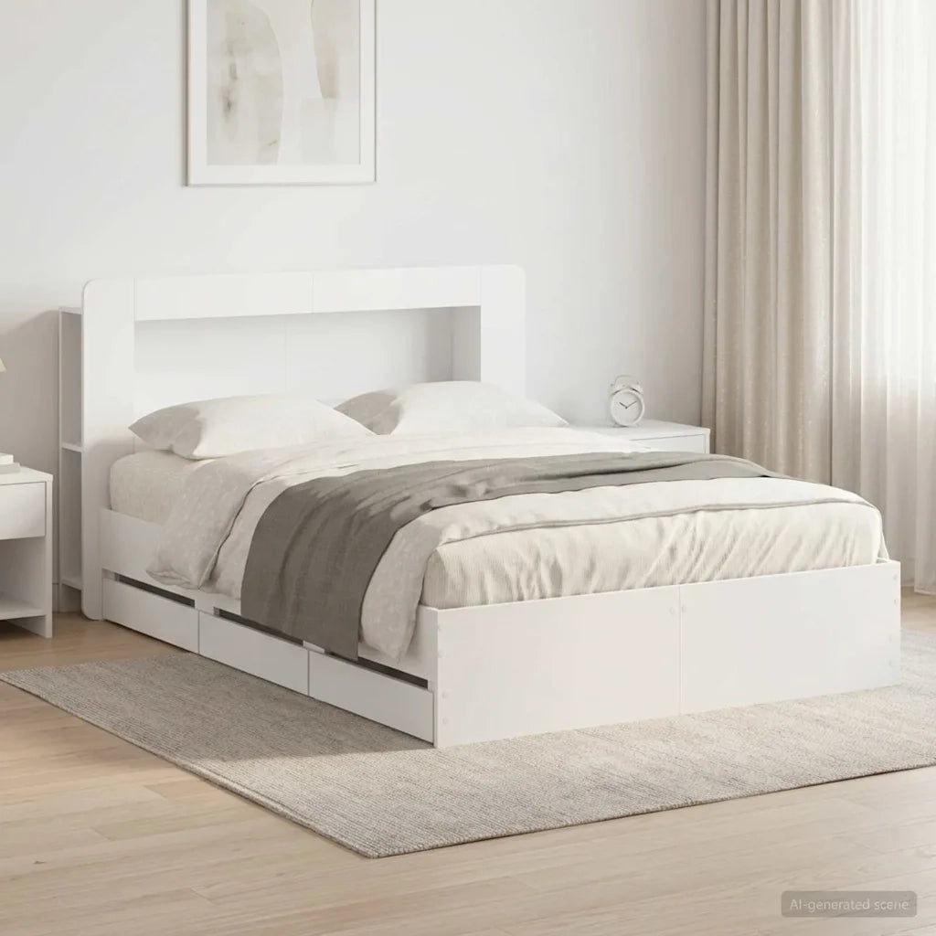 Telaio del letto con storage con testiera Bianco 150 x 200 cm 3434057