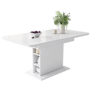 Tavolo da pranzo allungabile con vano contenitore per cucina in truciolato e metallo bianco