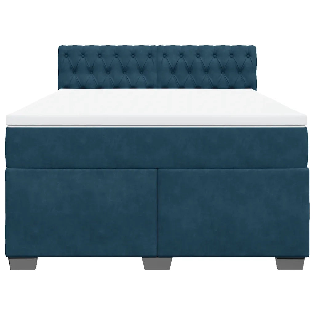 Giroletto a Molle con Materasso Blu Scuro 140x200 cm in Velluto 3286340