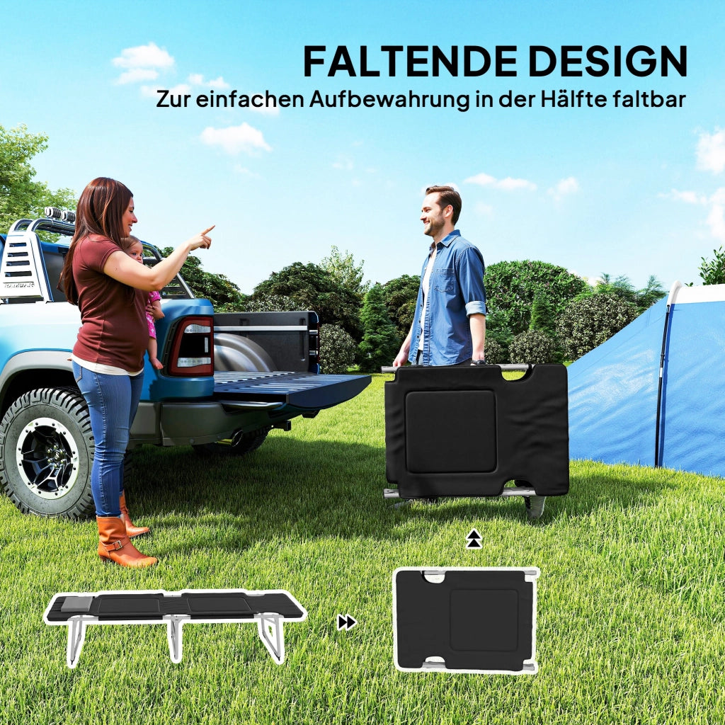 Letto Pieghevole Camping con Cuscino ¨C zephmum ¨C Nero 183x66x33 cm