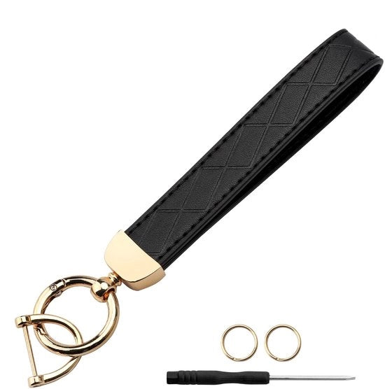 Sostegno per Chiavi di Alta Qualità con Pelle PU - Sostegno per Auto - Sostegno per Dames - Sostegno per Chiavi con Anello D - Sostegno per la Manica - 12 cm Lunghezza - Cordino per Chiavi