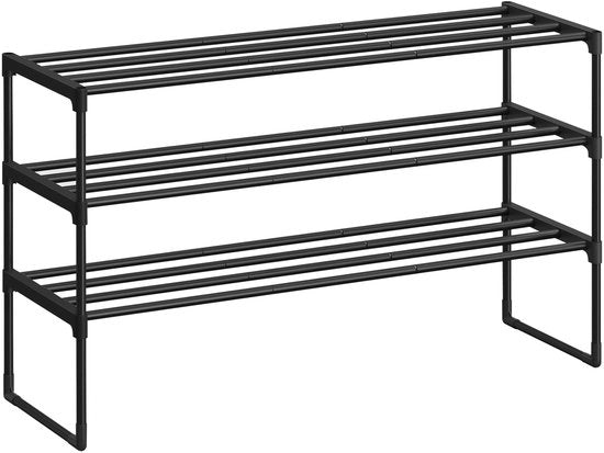 Rack per Scarpe Metallico - 3 Livelli - Stivale - 12-15 Paia - Facile da Montare - Affidabile e Stabile - Rack per Scarpe Metallico