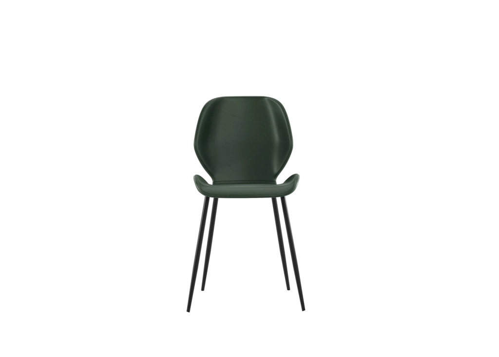 Sedia da pranzo Diana con seduta in soft-touch verde scuro e gambe in metallo nero, design vintage moderno - Sedia living di alta qualità