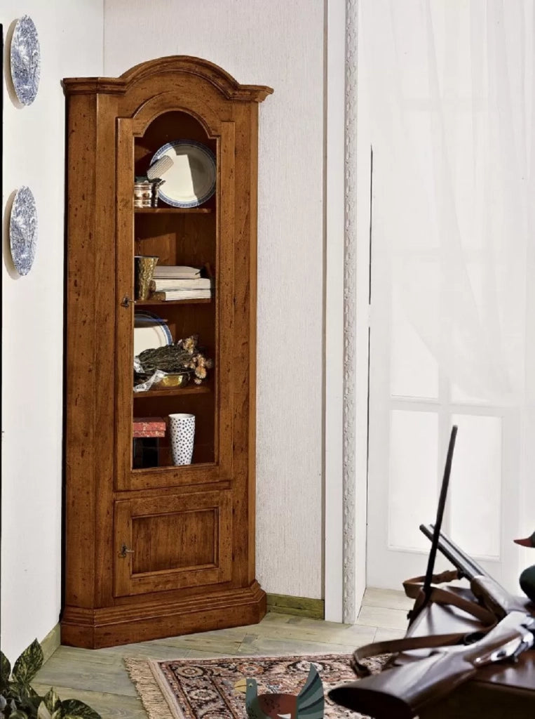 Mobile angolo in legno 2 porte arte povera tinta noce l.55 x 55 h.185 (926) - Mobili 2G