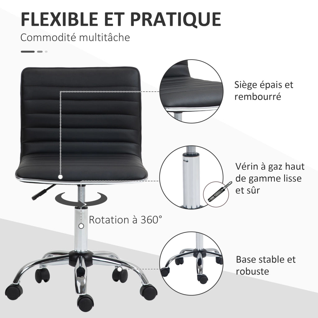 Sedia da ufficio girevole con rotelle e seduta imbottita ¨C zephmum ¨C nera 48x52x78-90 cm