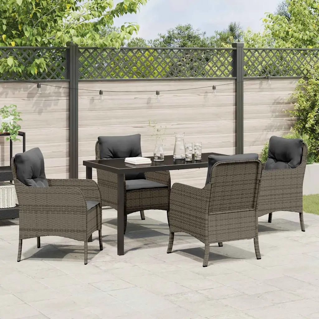 Set da Pranzo per Giardino con cuscino 5 pcs Grigio polyrattan 3380164