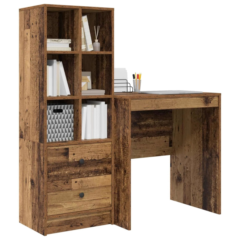 Scrivania con cassetto con lo scaffale 2 pcs Legno vecchio 3337351