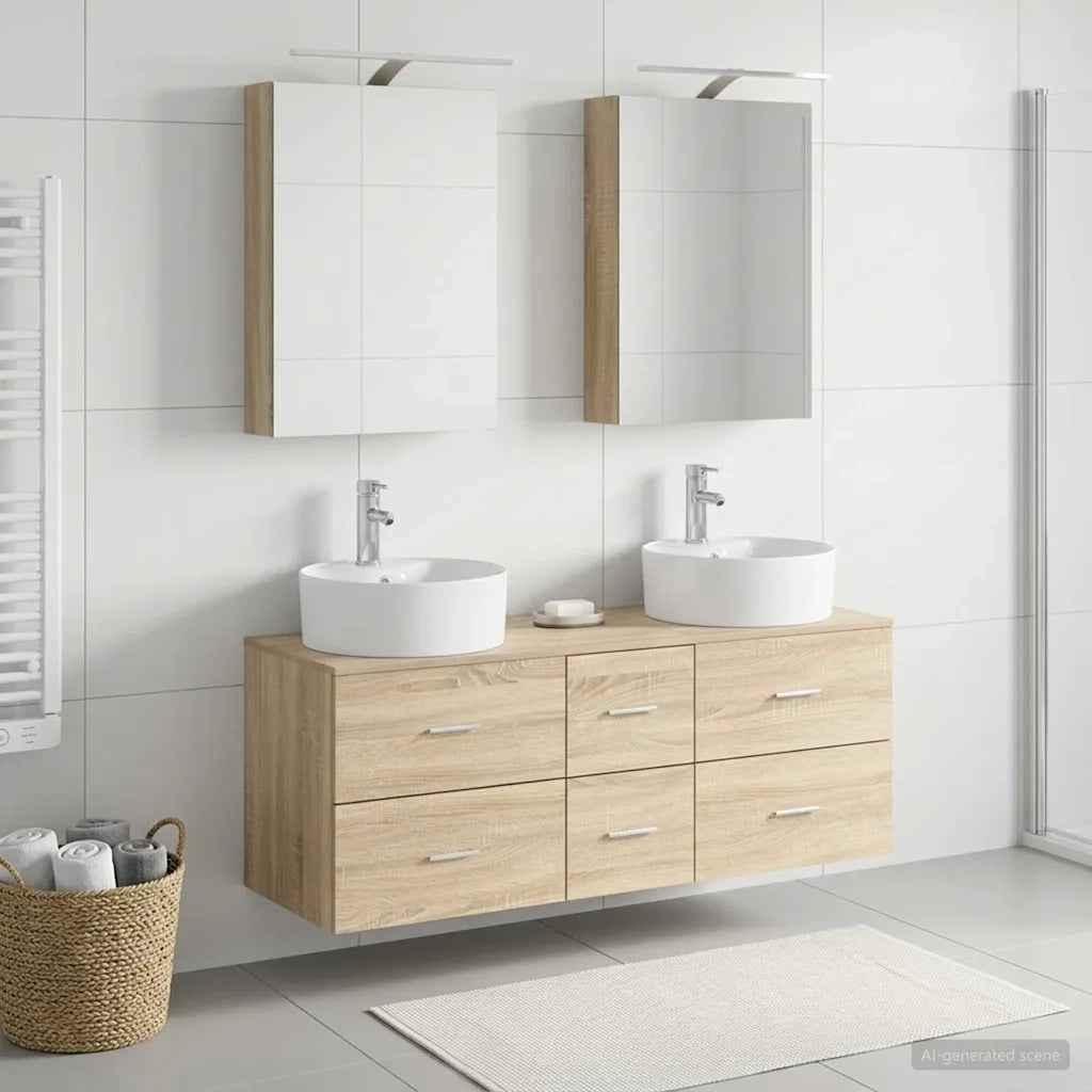 Set di mobili per il bagno 5 pcs Rovere Sonoma 3406913