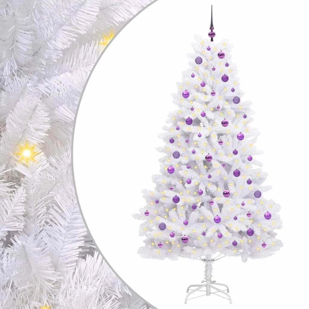 Albero di Natale Artificiale con Rami Pieghevoli Bianco 210 cm