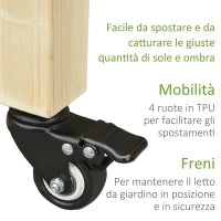 Letto per Orto Rialzato in Legno con Rotelle e Ripiano Inferiore, 118x55x83cm, Legno Naturale