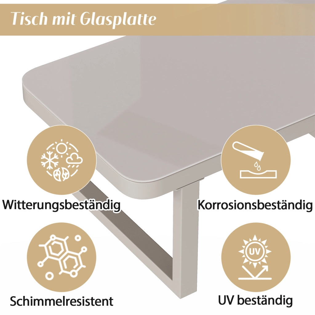 Set di mobili da giardino posizione angolo pu¨° ospitare fino a 6 persone braccioli e schienali intrecciati tubi in acciaio zincato inclusi divano angolare e tavolino da caff¨¨ colore: beige