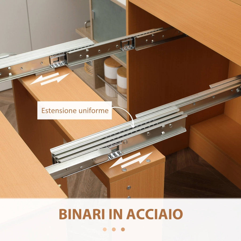 EasyComfort Tavolo Pieghevole da Pranzo max 5 Persone in Truciolato e Acciaio, 84x180x100 cm, color Legno