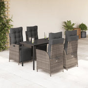 Set da Pranzo da Giardino 5 pz con Cuscini in Polyrattan Grigio 3213429