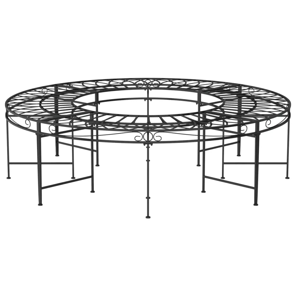 Panchina per Albero Circolare Ø160 cm Nera in Acciaio 318821