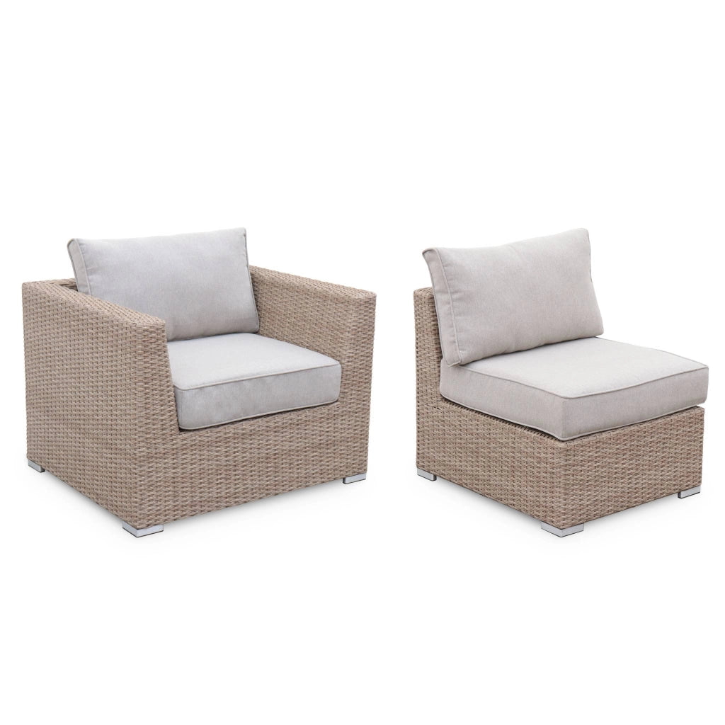 Salotto da giardino premium in resina intrecciata, 5 posti, beige