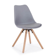 Set di 4 Sedie Design Nordico con Cuscino in Similpelle e Gambe in Faggio - FIO