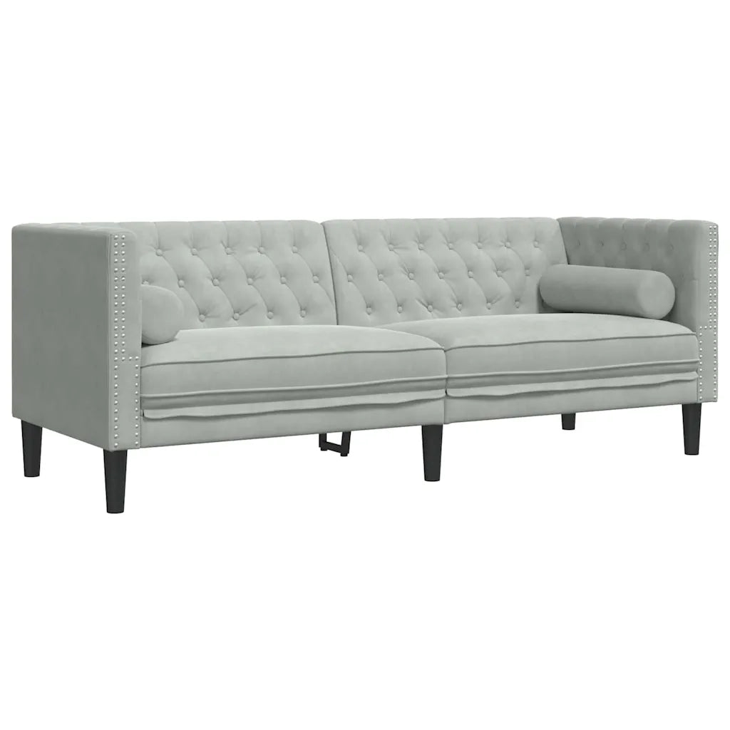 Divano | Divano da soggiorno | Sofa Grigio chiaro 194 x 74,5 x 70,5 cm Velluto