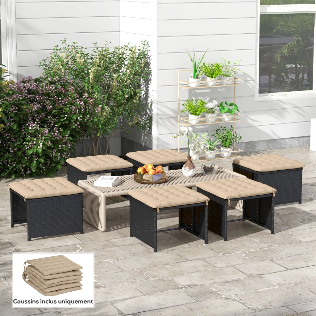 Set di 6 Cuscini per Sedie da Giardino ¨C zephmum ¨C Grigio, Polipropilene, 40x40 cm