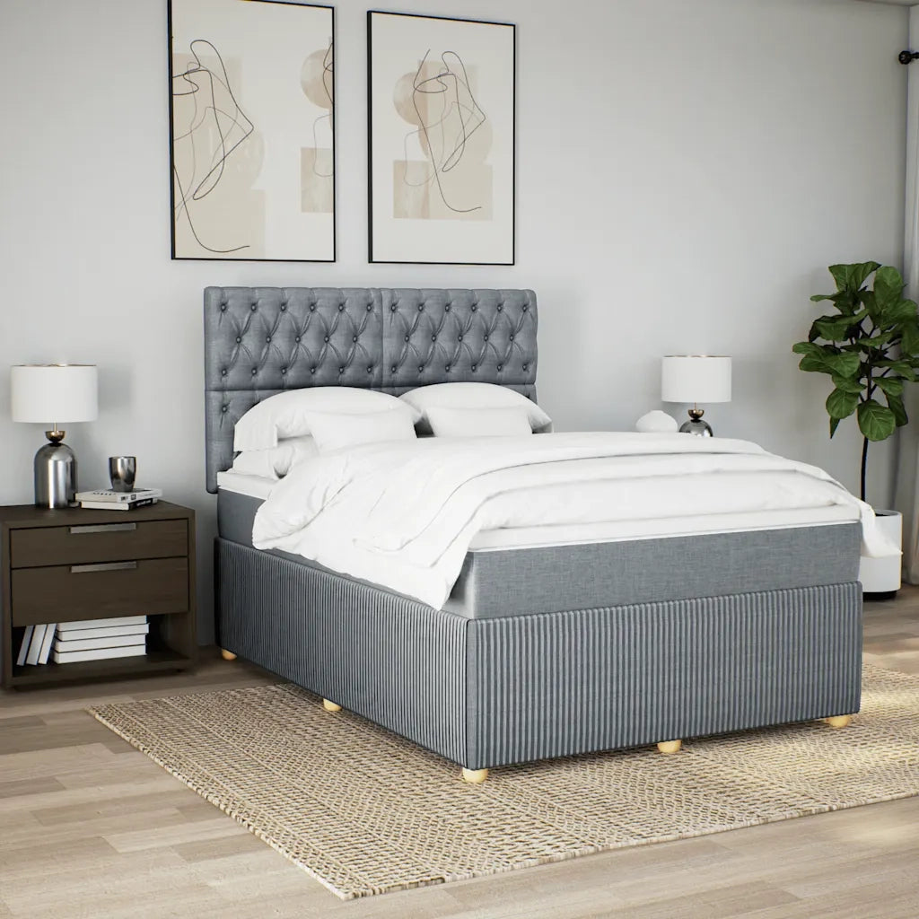 Giroletto a Molle con Materasso Grigio Chiaro 160x200cm Tessuto 3294414