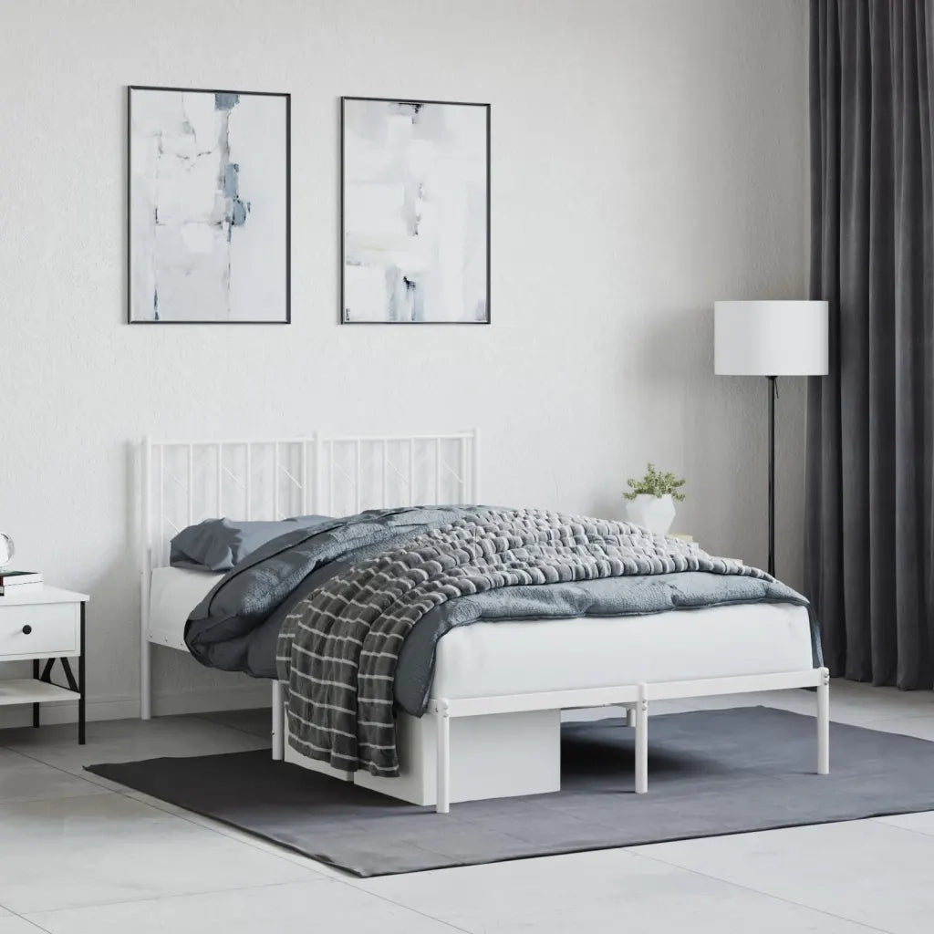 Letto matrimoniale | Letto per adulti | Giroletto con Testiera Metallo Bianco 120x190 cm