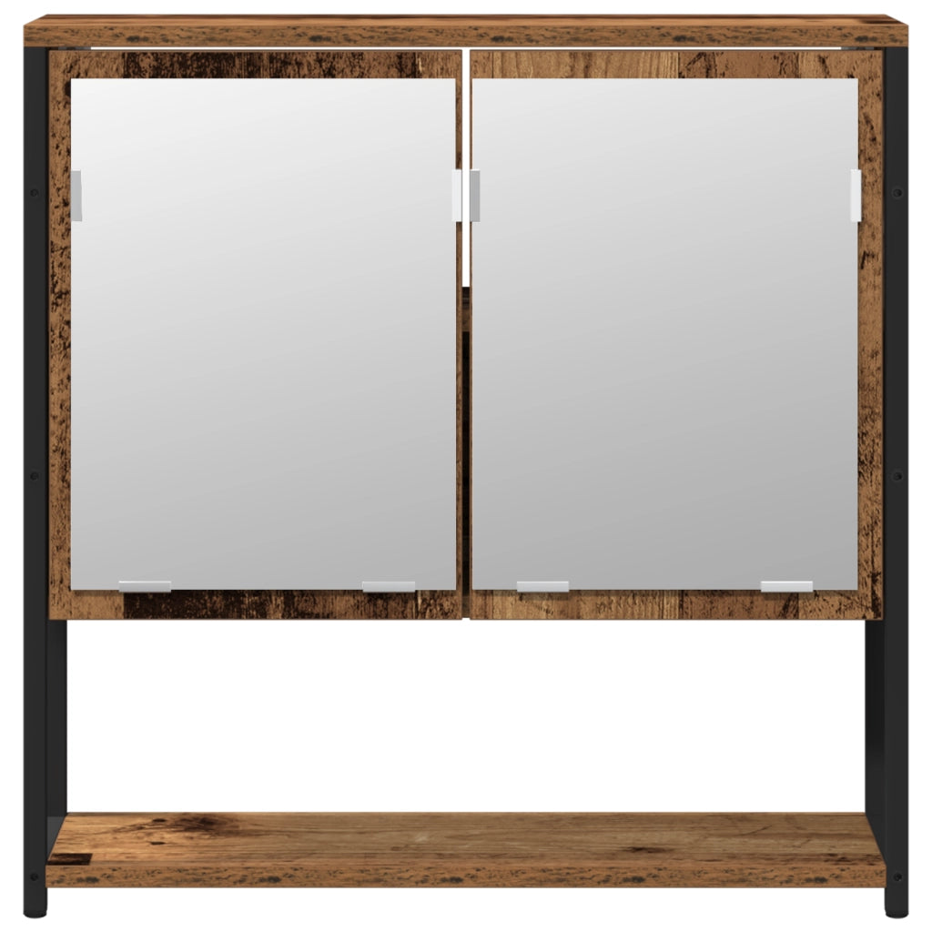 Set di mobili da bagno 2 pezzi in legno vecchio e legno ingegnerizzato