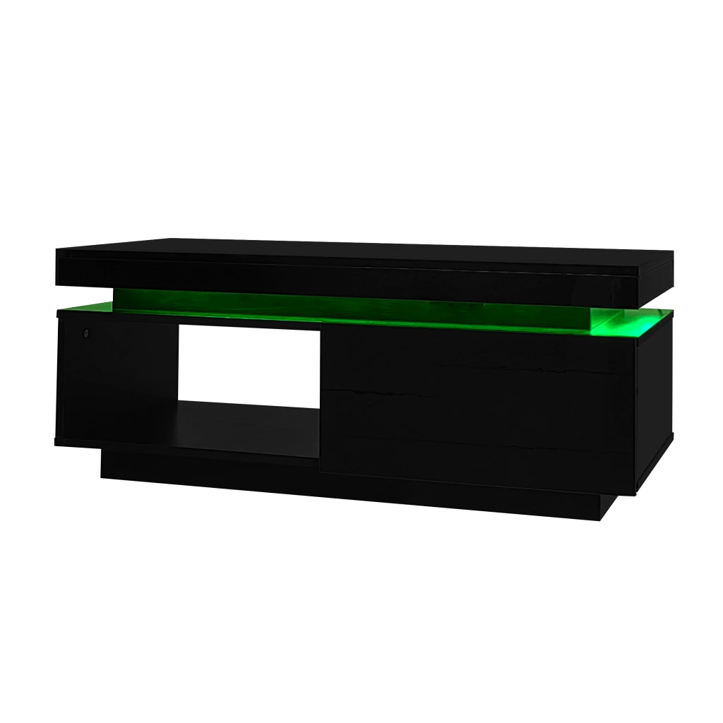 Credenza; con LED; finitura lucida; nero