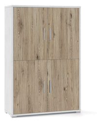 Mobile con 4 Ante 108x161x41 cm Ossido Bianco/Rovere Naturale