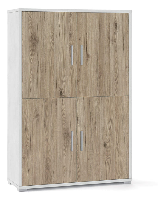 Mobile con 4 Ante 108x161x41 cm Ossido Bianco/Rovere Naturale