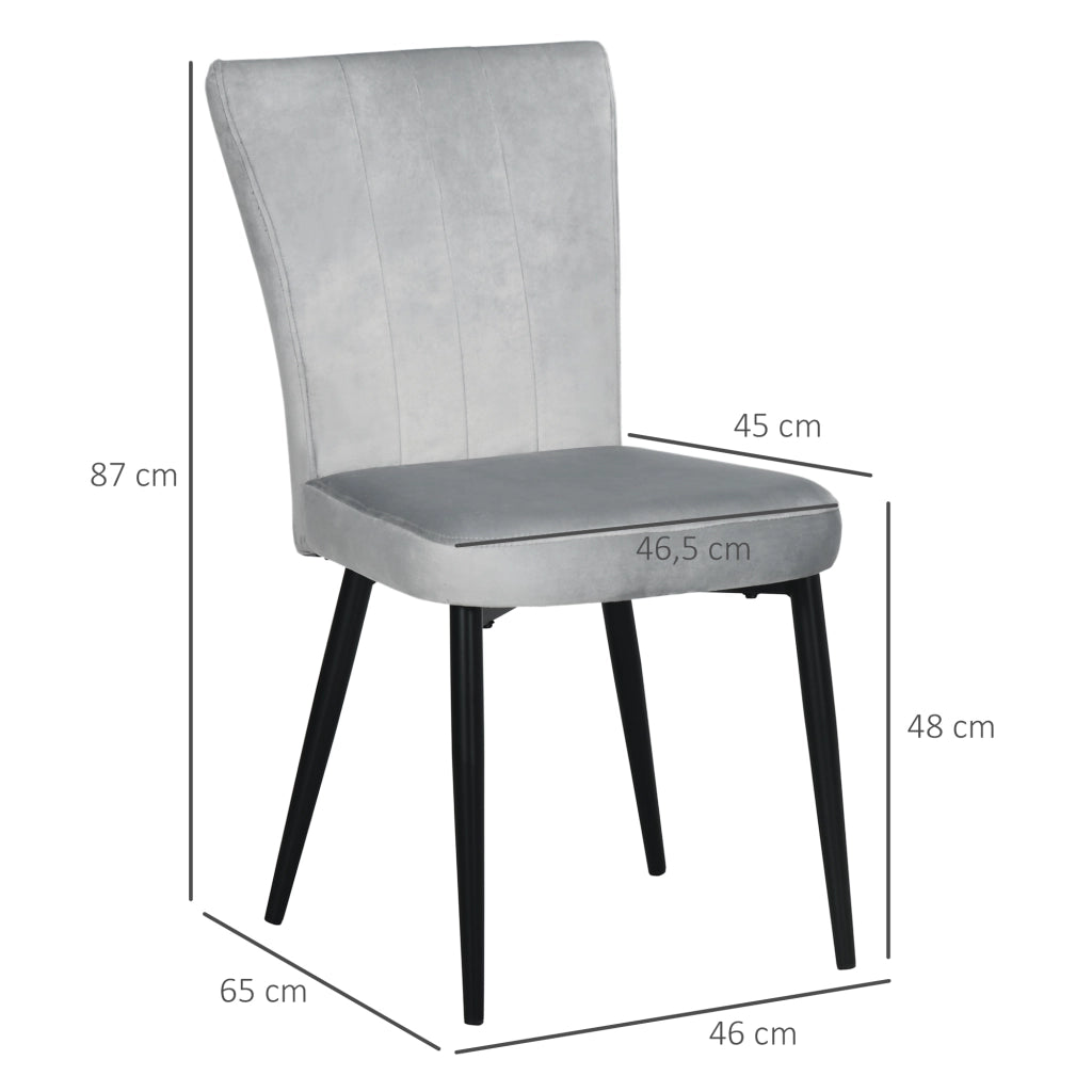 Set di 4 sedie da pranzo moderne grigie in poliestere con schienale alto e struttura stabile