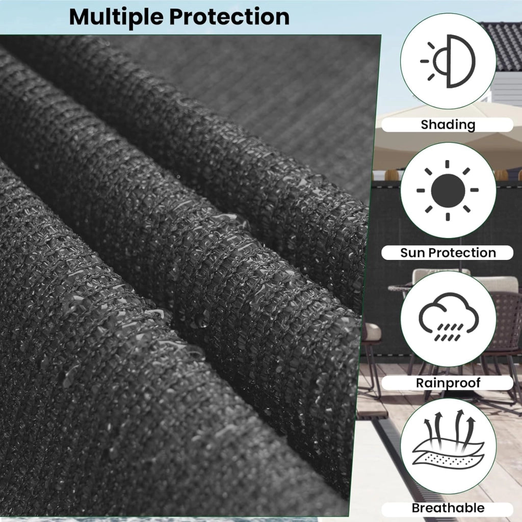 Rete Ombreggiante 1,8x15 m HDPE 280g/m², Frangivista per Recinzione Giardino, Telo Frangivento da Esterno, con Occhielli e Fascette, Resistente alle Intemperie, per Balcone, Antracite