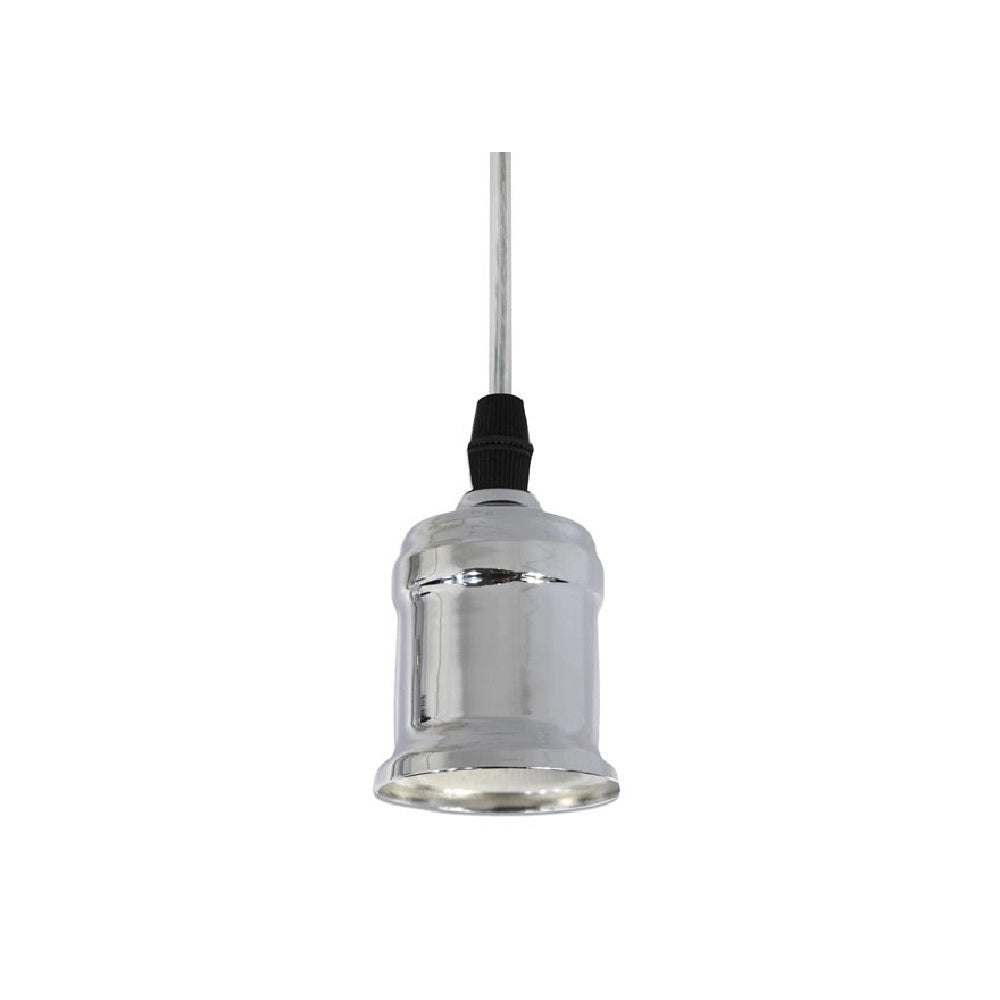 Trade Shop - Portalampada E27 A Sospensione Lampadario Pendente Porta Lampada 1,2 Metri E27-a - Argento