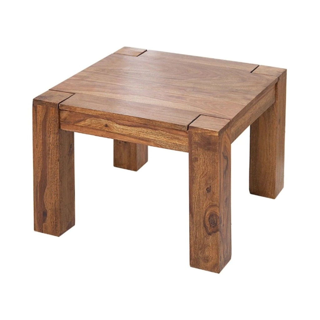 Tavolino basso ORBO quadrato 60 cm in legno di sheesham - Tavolino rustico in legno massiccio
