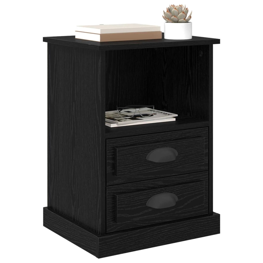 Comodino | Armadio da Notte | Mobiletto da notte Rovere Nero 36 x 43 x 60 cm Legno multistrato