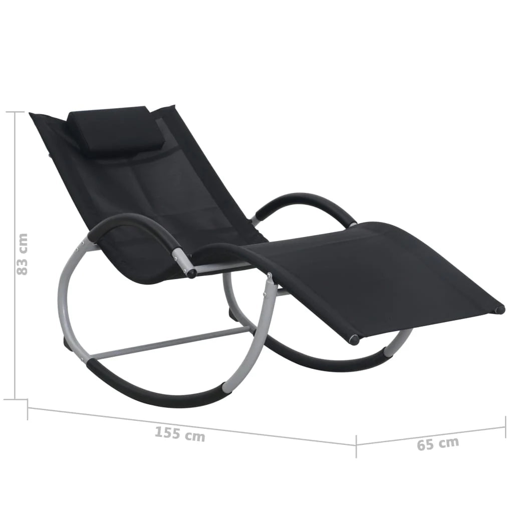 Lettino prendisole sedia a sdraio lettino prendisole letto da giardino mobili da esterno per patio con cuscino in textilene nero 02_0012557