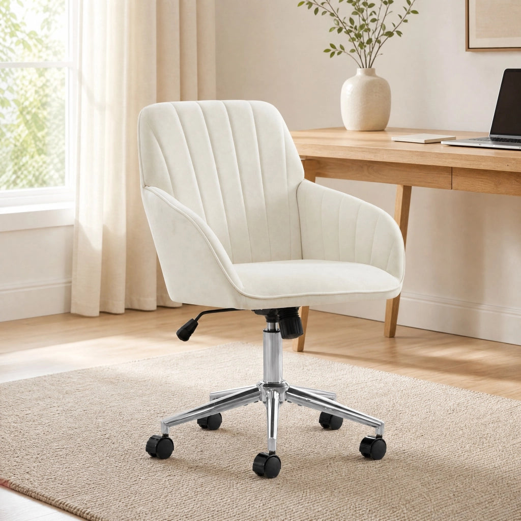 SEDIA girevole ufficio regolabile 50-59 cm velluto bianco