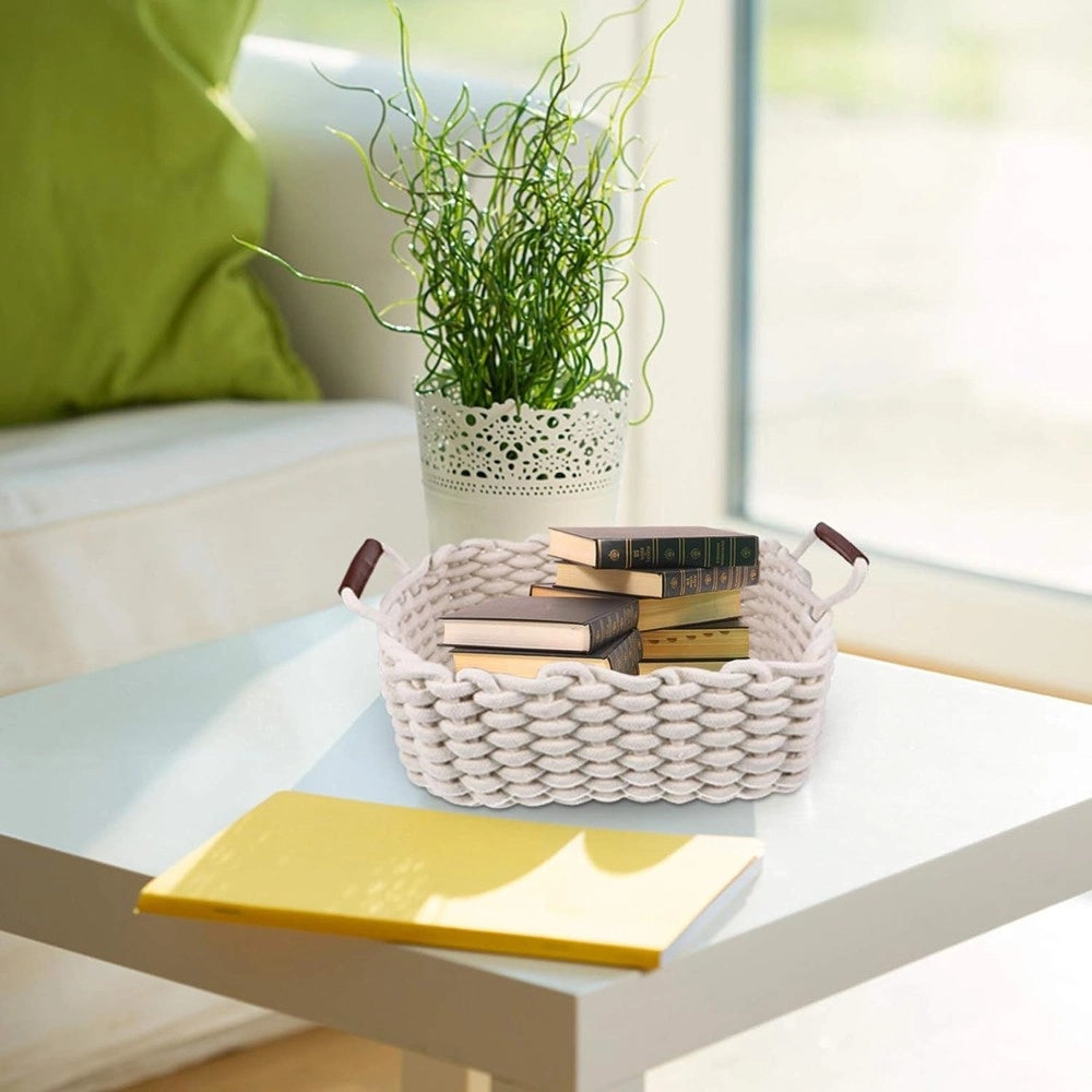 Trade Shop - Set 3 Cestini Intrecciati In Corda Cesto Portaoggetti Organizza Decora Casa 10634 -