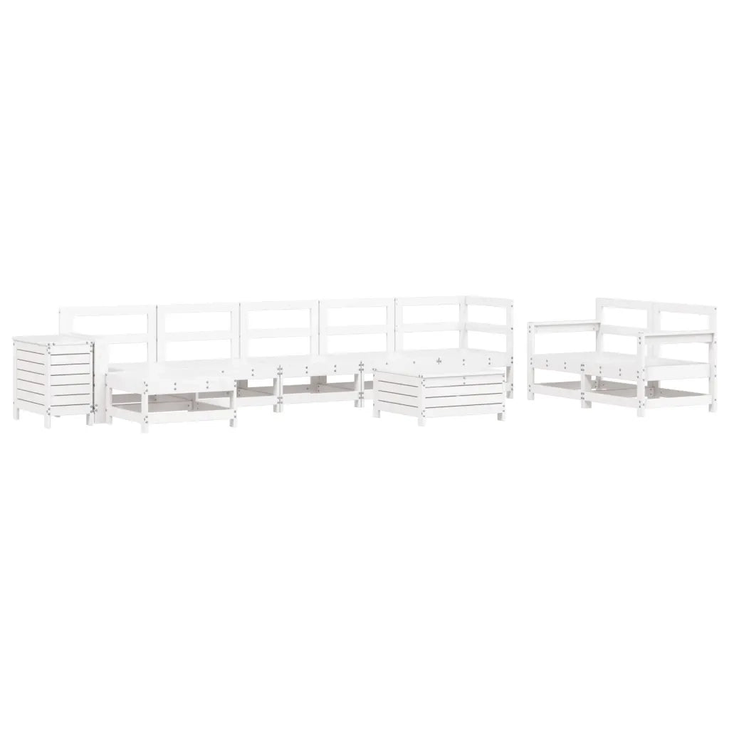 Set Divani da Giardino 10 pz in Legno Massello di Pino Bianco 3250637