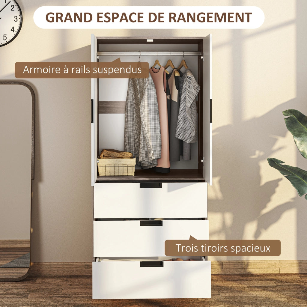 Armadio 2 ante ¨C Xylo ¨C 3 cassetti appendiabiti marrone camera letto