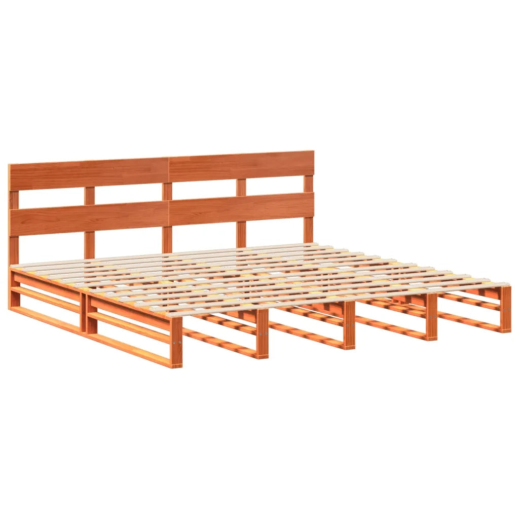 Letto senza Materasso-Struttura Letto Marrone Cera 200x200 cm in Legno di Pino 225983