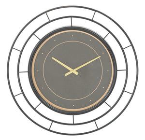 Orologio da Muro Fashion Dark Ø70x5,5 cm in Ferro MDF e Vetro Nero