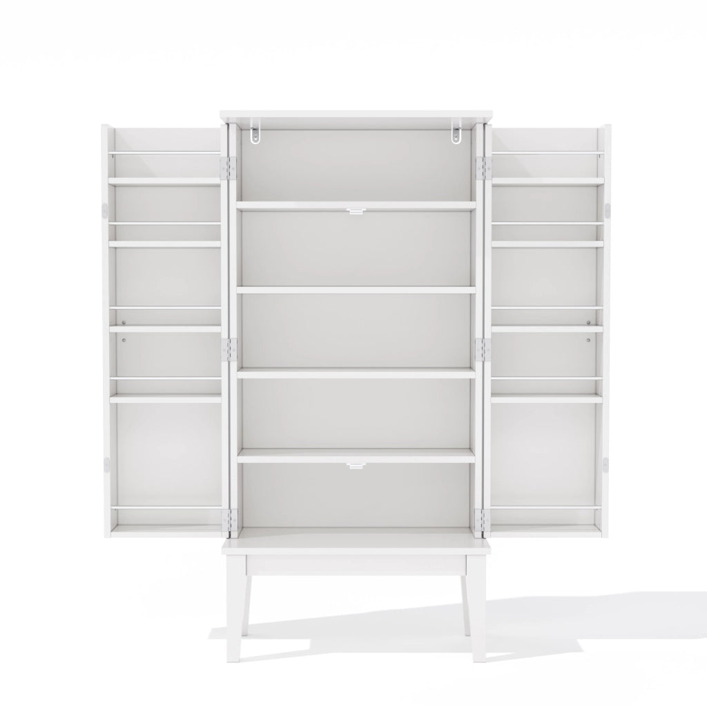 Mobile contenitore freestanding 120x59x30 cm in MDF bianco con 5 scomparti e ante
