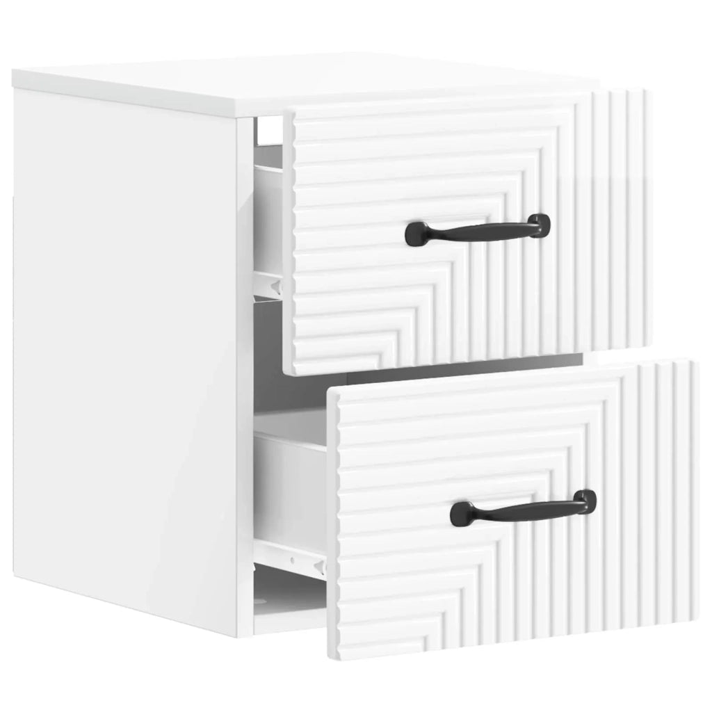 Mobiletto da notte a muro 2 pcs Bianco Lucido 34,5 x 33 x 40 cm