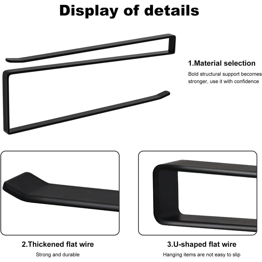 Trade Shop - Portarotolo 27cm Sottopensile Senza Forare Per Cucina Bagno Porta Asciugamano - Nero
