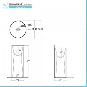 Lavabo freestanding da terra tondo Petit bianco in ceramica