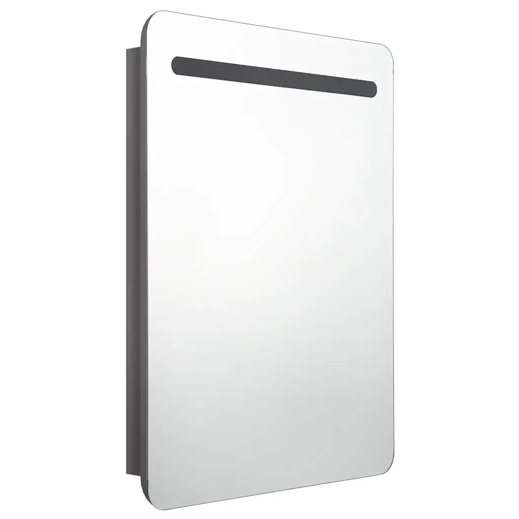 Armadietto Bagno con Specchio e LED Grigio Lucido 60x11x80 cm 326506