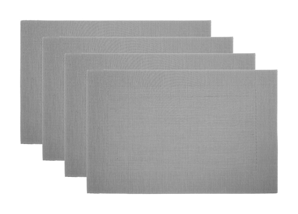 Set Tovagliette Americane Cucina Antiscivolo In Tinta Unita Lavabili - Set 4 - Grigio